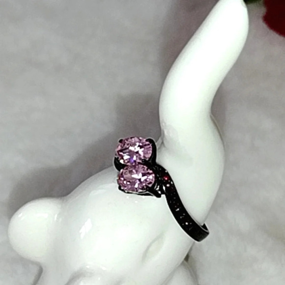 Women's Pink Stone Cocktail Ring Hypoallergenic Stainless Steel - Picture 5 of 12